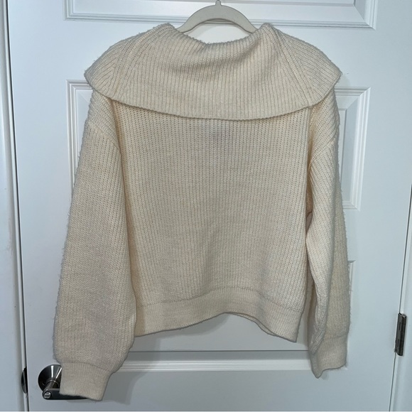 Mango Camp Collar Soft Knit Sweater Label Collar Buttoned Sweater Long Sleeve L - Picture 5 of 9